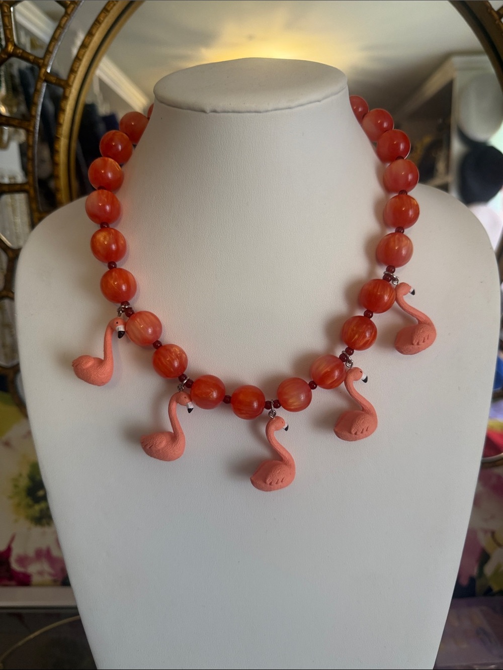 Audrey Limoges Coral Flamingo Bead Necklace
